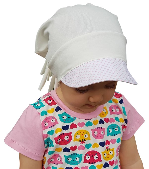 Babygiz %100 Pamuklu,El yapımı,Ekstra Yumuşak Kız Bebek Çocuk beyaz ekru Şapka Bere