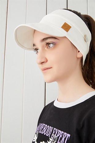 Beyaz Çocuk Genç Maske Takılabilir Tenis Yazlık vizyerli spor şapka yumuşak pamuklu Penye