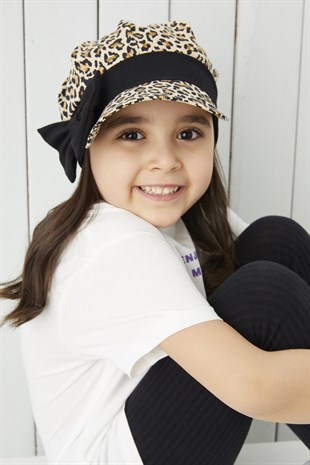Kız Çocuk Leopar vizyerli 4 mevsim Şapka Bere -yumuşak doğal penye NEW DESIGN