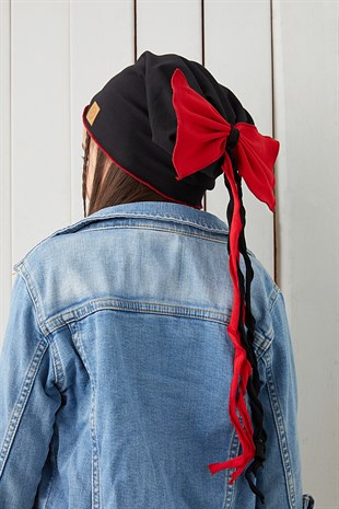 Siyah Kırmızı Çocuk Bebek Şapka Bere yumuşak %100 pamuklu penye ELİT seri